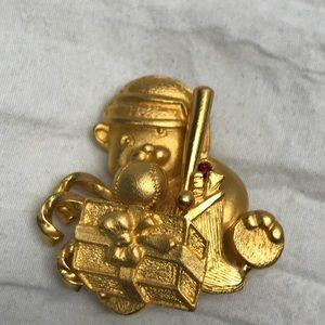 Kirk’s Folly Pin Christmas Bear Present Baseball
